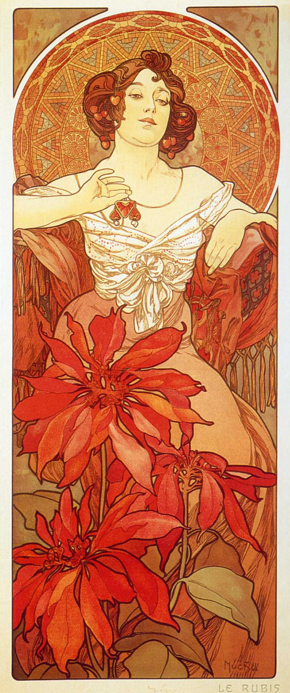 Alfons Mucha. Ruby Aus der Serie "Gems"