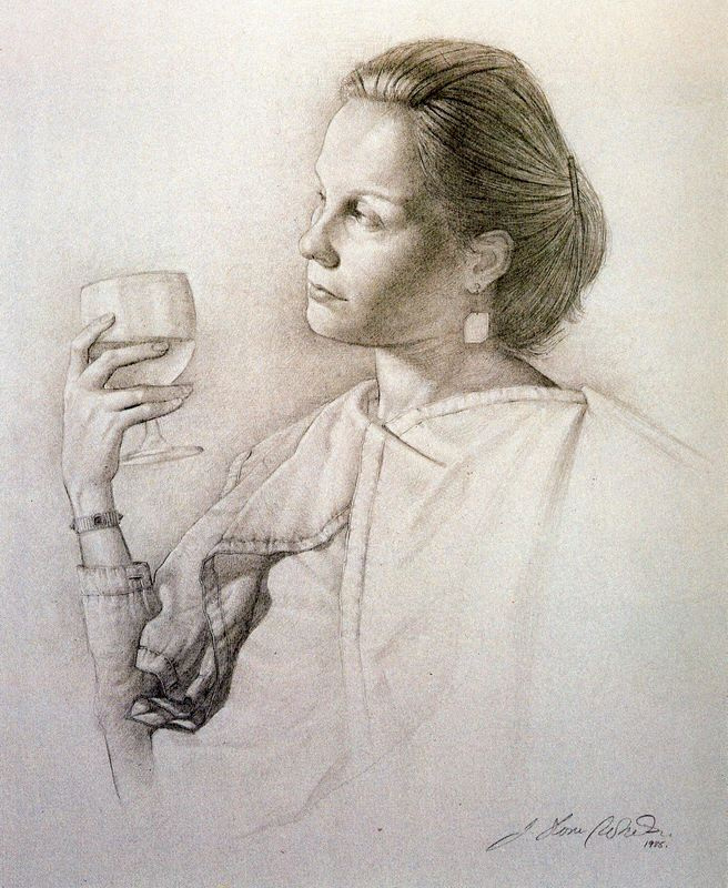 Stone Roberts. Woman with glass of