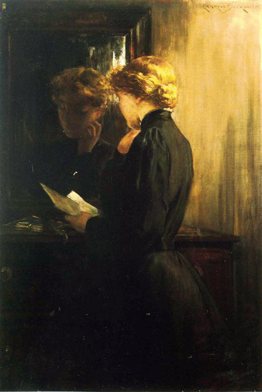 Woman reading a letter by James Carroll Beckwith History