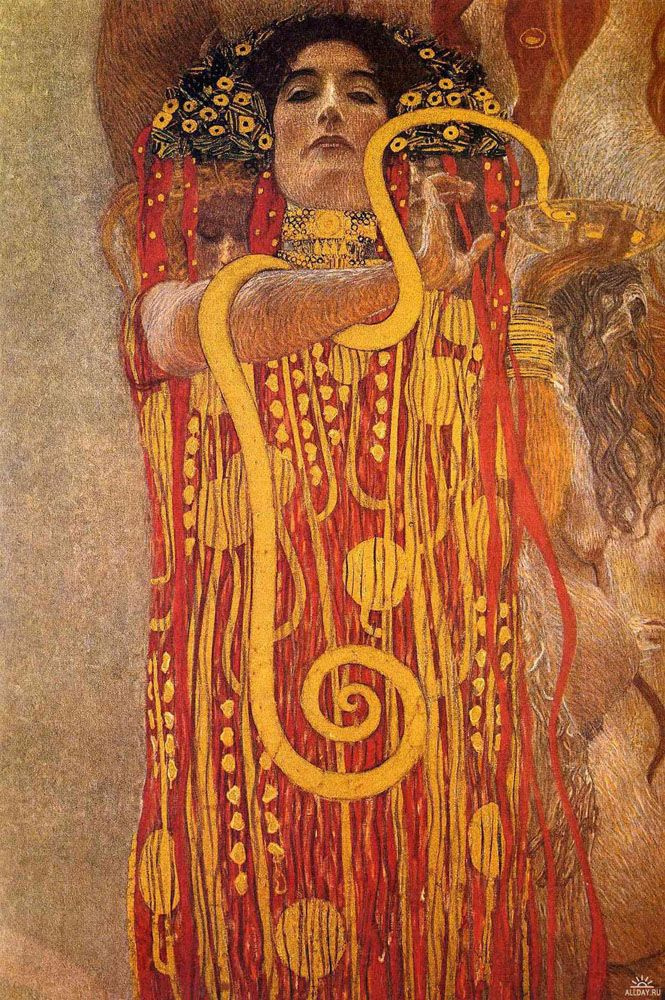 Gustav Klimt. Hygieia. Fragmento de la pintura "Medicina" (pintura de techo para la Universidad de Viena)