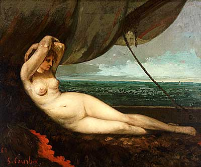 Gustave Courbet. Nude reclining by the sea