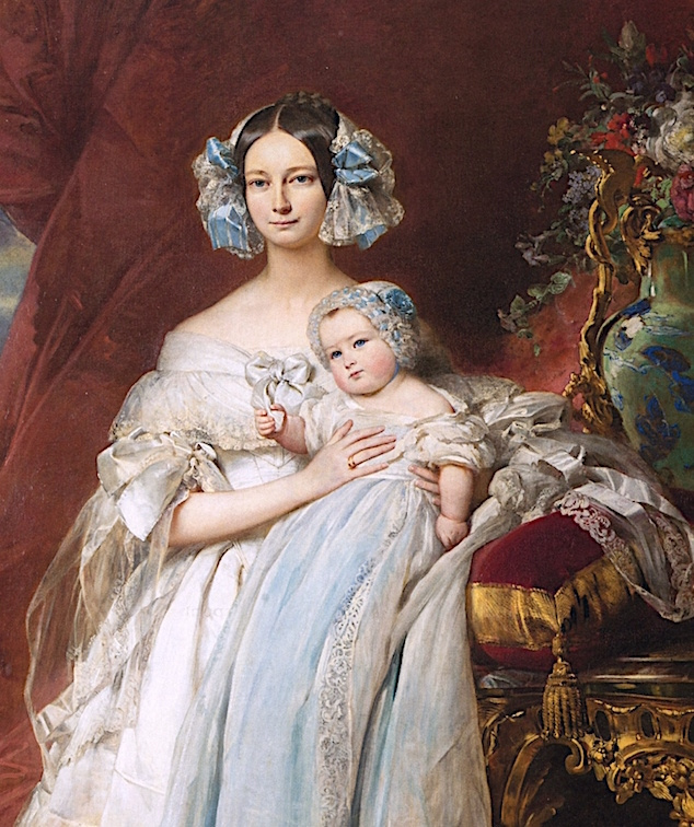 Franz Xaver Winterhalter. Helene Louise Elizabeth de Mecklenburg Schwerin, Duchess of Orleans and her son the count of Paris. Fragment