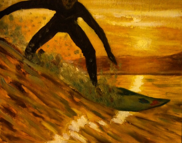 Lyudmila Nikolaevna Yevtushenko. Surfing at sunset