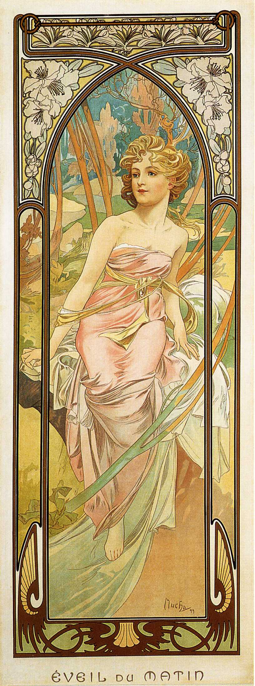 Alfonse Mucha. Waking up in the morning. Series times of the day