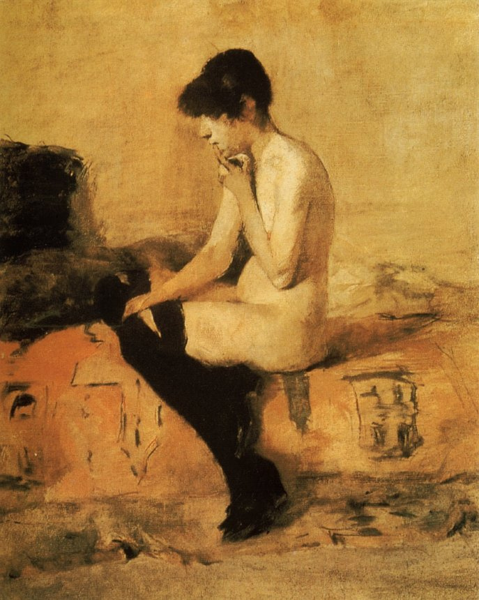 Henri de Toulouse-Lautrec. Nude seated on a sofa