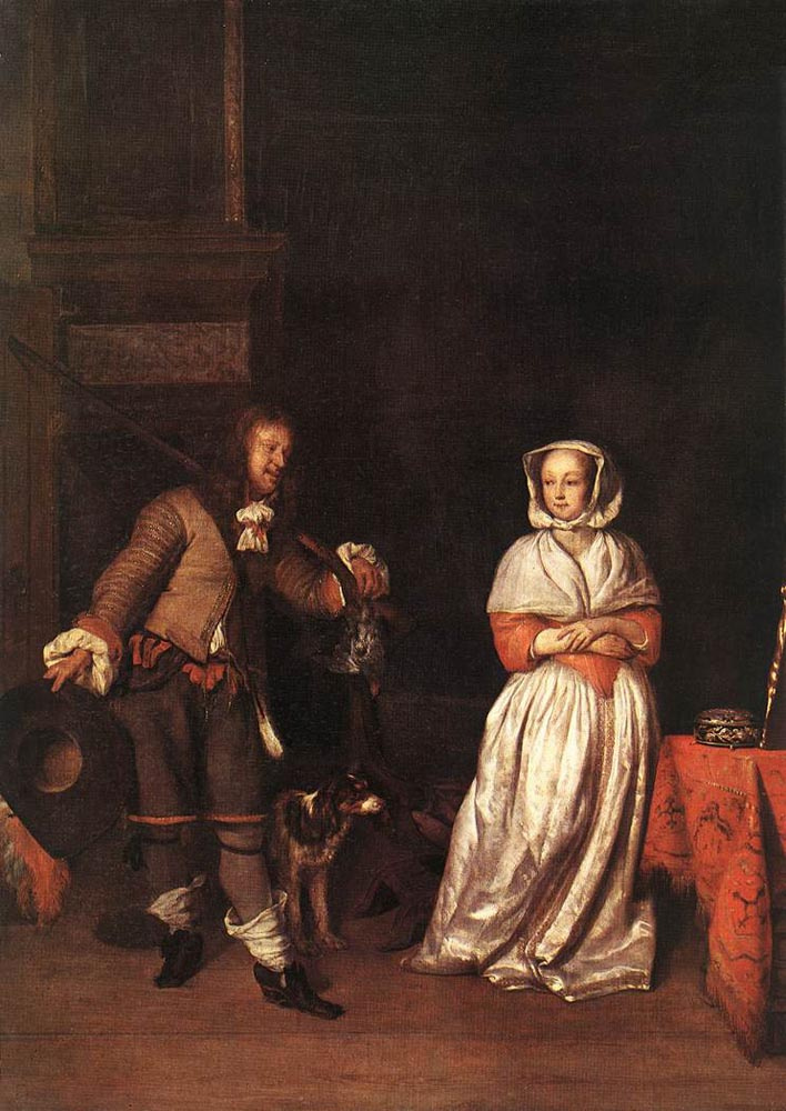 Gabriël Metsu. The hunter and a woman