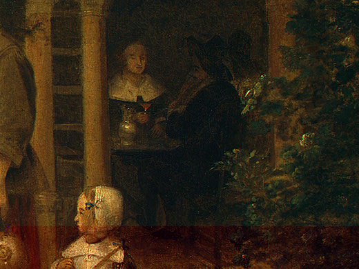 Питер де Хох. Женщина с ребенком во дворе. Фрагмент