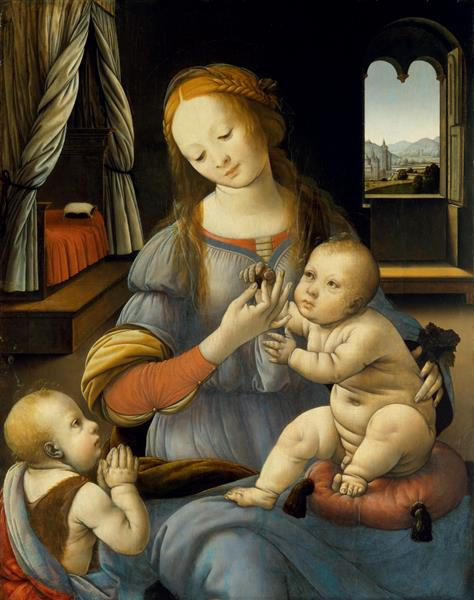 Lorenzo di Credi. The virgin and child with Saint John