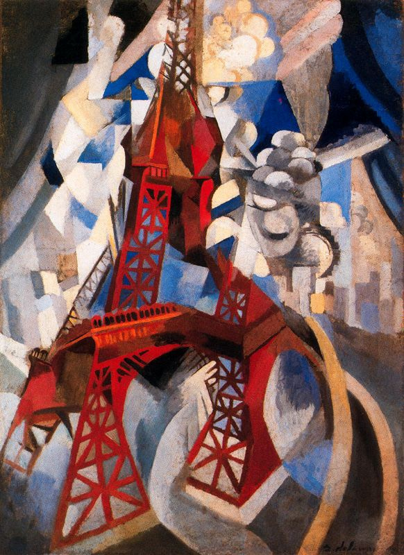 Robert Delaunay. Red Eiffel tower. From the Saint-séverin