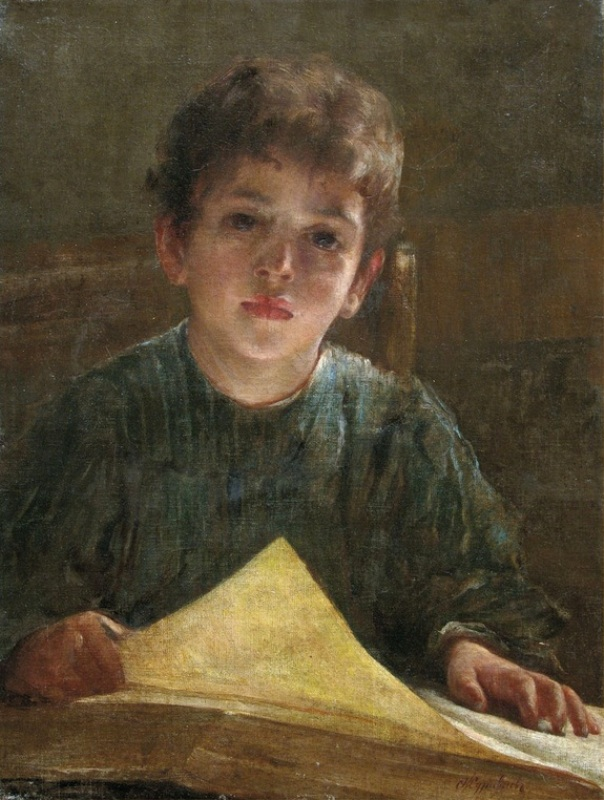 Firs Sergeevich Zhuravlev. The boy with the book. Private collection