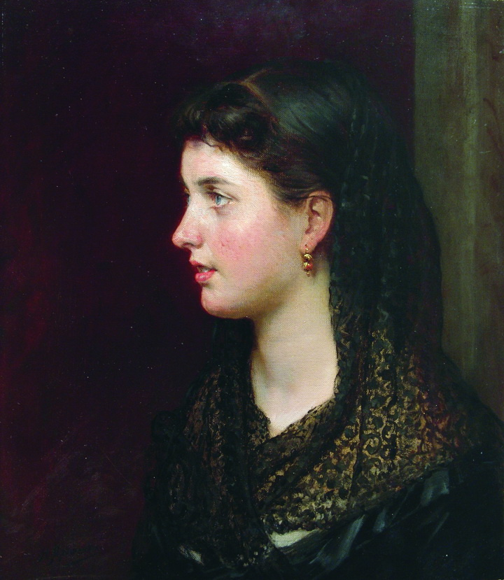 Nikolay Aleksandrovich Yaroshenko. Portrait of a lady in a lace cape.