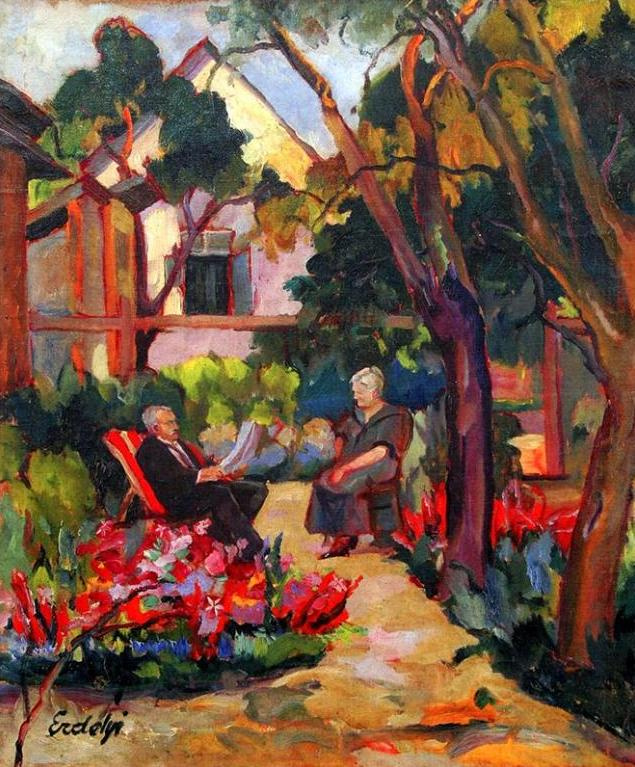 Adalbert Mikhailovich Erdeli. Parents of the artist in the garden