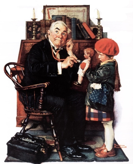 Norman Rockwell. Doctor and the doll