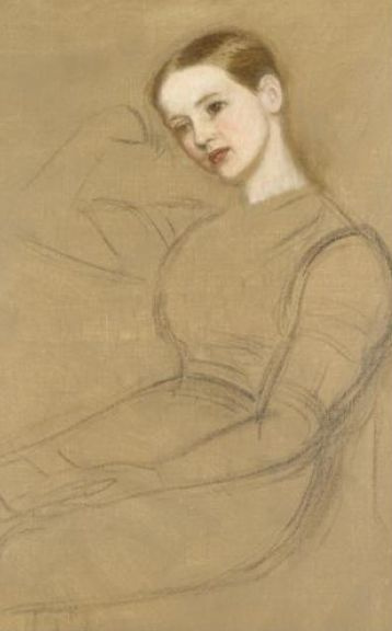 Arthur Hughes. Seated girl. Sketch