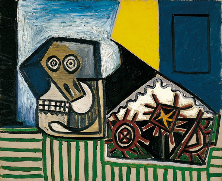 Pablo Picasso. Still life with skull and three sea urchins