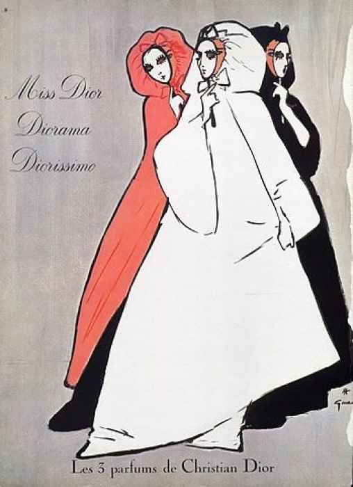 Renee Gruau. Ilustración publicitaria Christian Dior