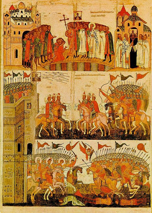 Icon Painting. Battle of the Novgorodians with the Suzdal
