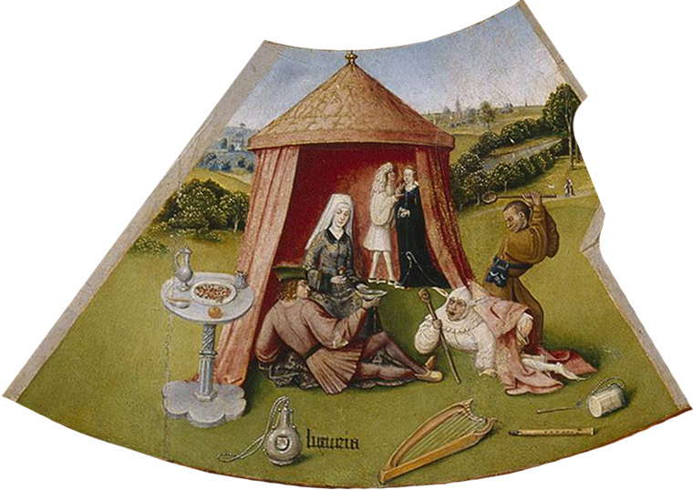 Hieronymus Bosch. Lust. The seven deadly sins and the Four last things. Fragment