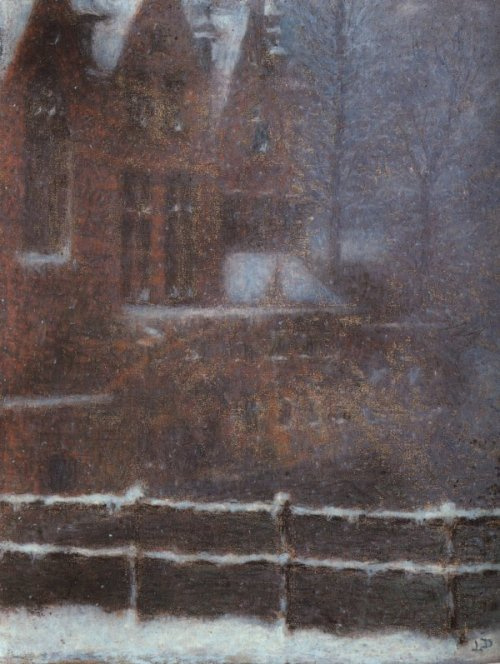 Lucien Lévy-Dhurmer. Bruges. Snow effect