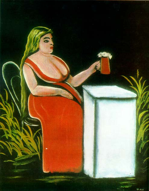 Niko Pirosmani (Pirosmanashvili). A woman with a beer