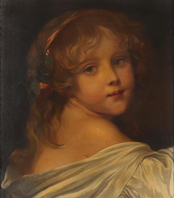 Unknown artist. Mädchen mit Rosen im Haar