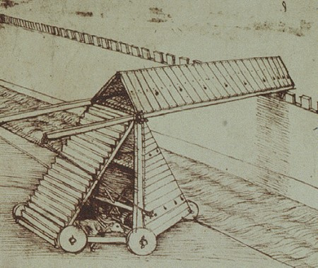 Leonardo da Vinci. The mechanism for the assault of the walls