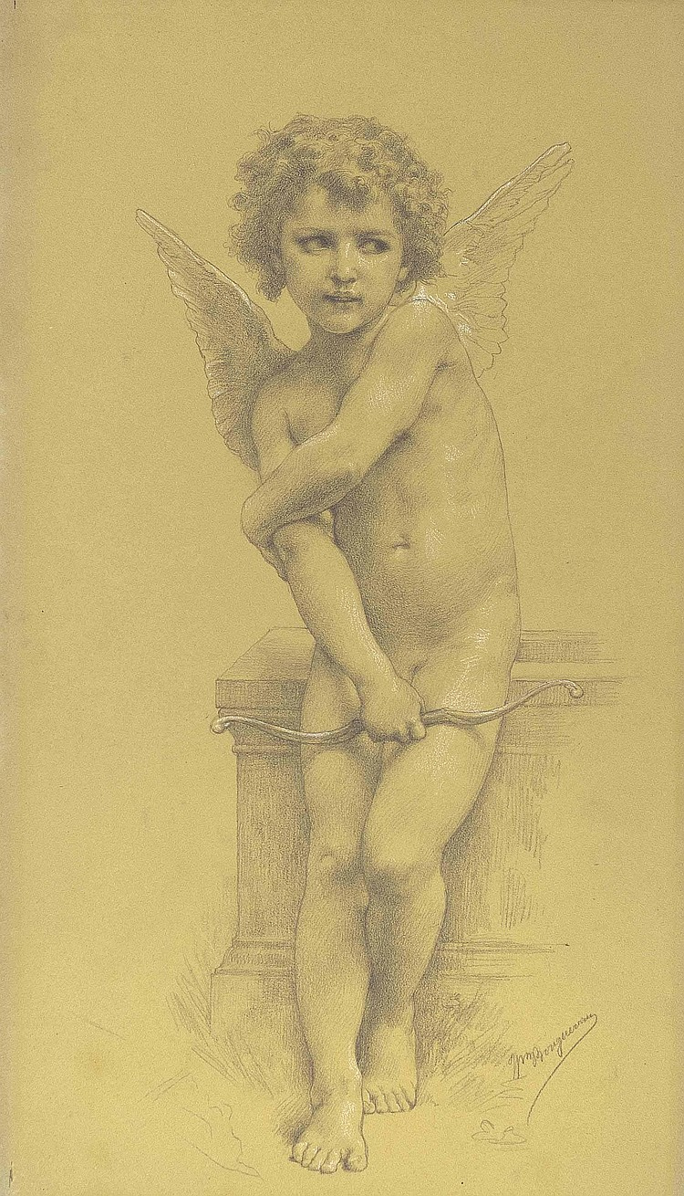 William-Adolphe Bouguereau. Cupido con un inchino