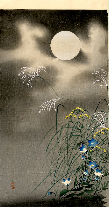 Ohara Koson. Flowers under the moon