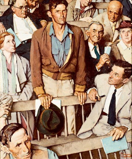 Norman Rockwell. Town meeting (Freedom of speech)