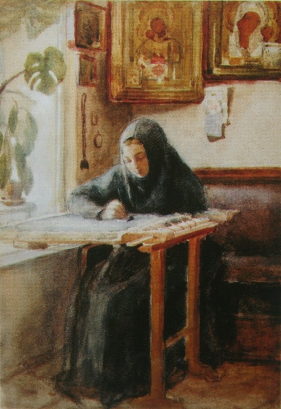 Nikolai Vasilyevich Nevrev. Für Stickerei. Ruhe 1880er Jahre
