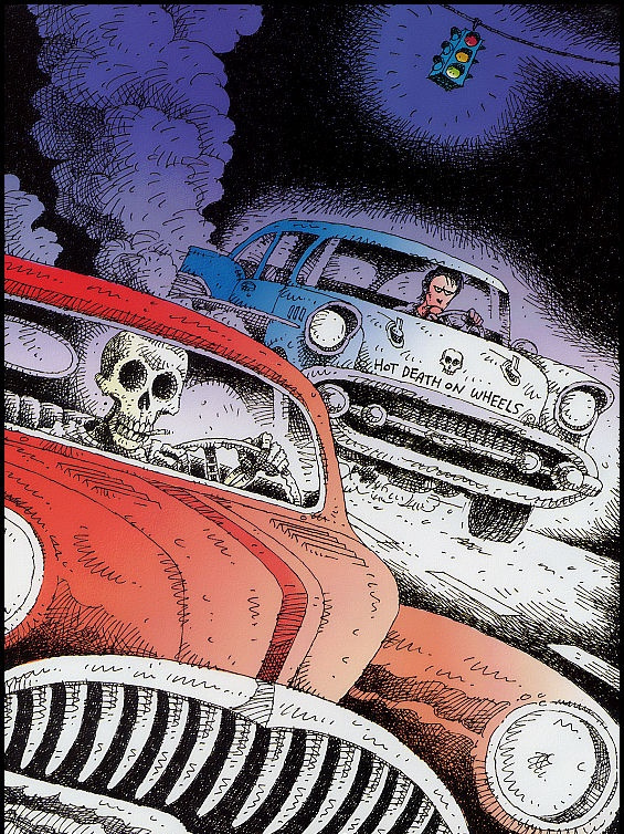 Mike Wright. Skeleton at the wheel