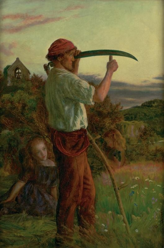 Arthur Hughes. Mower with his daughter