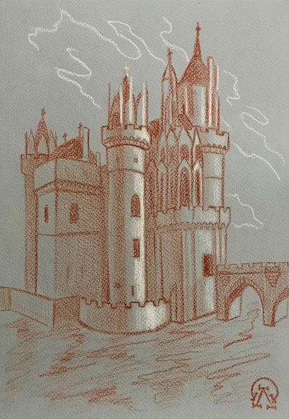 Larissa Lukaneva. Castle on the water. Sketch.