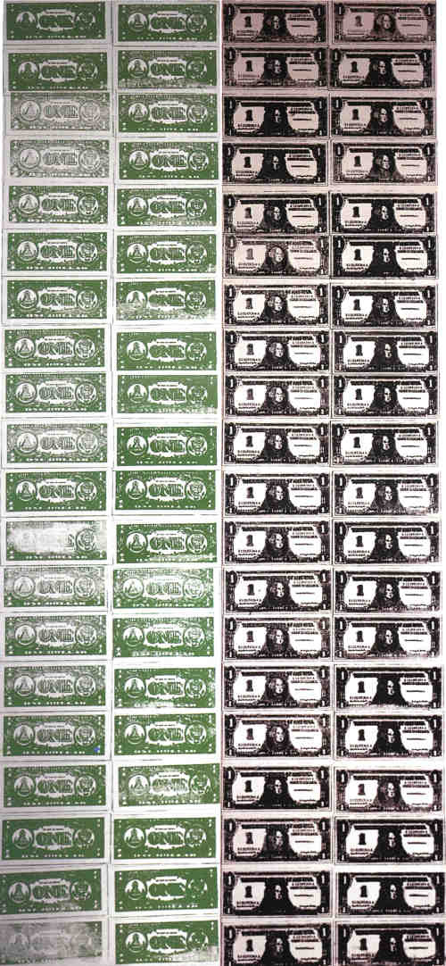 Andy Warhol. Billetes de cien dólares (cara y reverso).