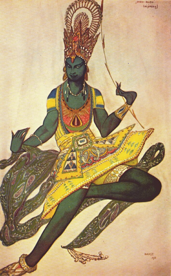 Lev (Leon) Bakst. Costume design for the ballet "Blue God"