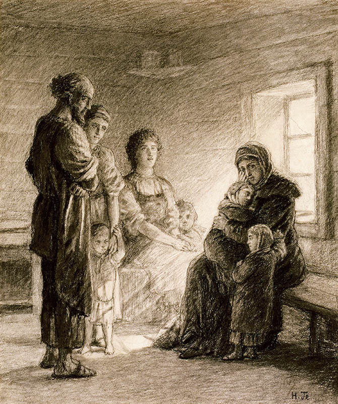 Nikolai Nikolaevich Ge. Ilustraciones de la historia de L.N. Tolstoy "Lo que la gente está viva"