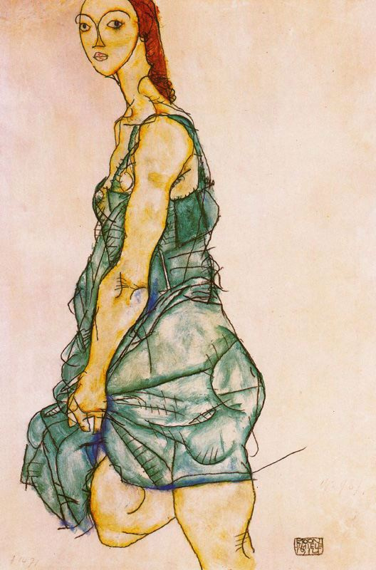 Egon Schiele. Girl in green dress