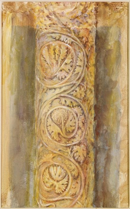 John Ruskin. Carved eastern door column, Baptistery, Pisa