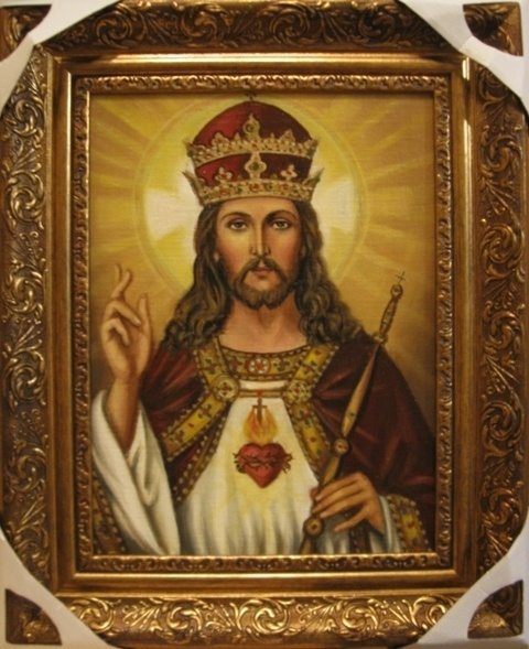 Jadwiga Senko. Jésus-Christ est le roi de tous les mondes - une icône catholique (huile sur toile)