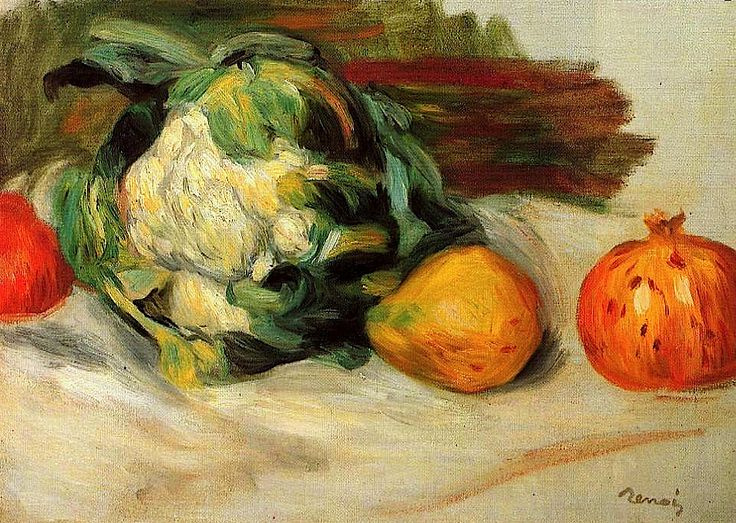 Pierre-Auguste Renoir. Cauliflower and pomegranates