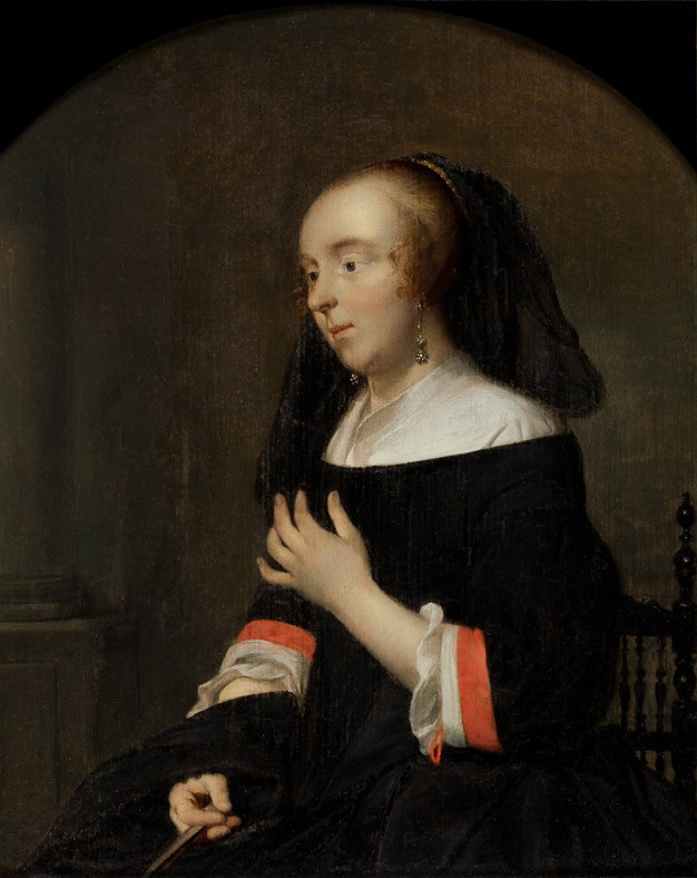 Gabriël Metsu. Portrait of the artist's wife Isabella de Wolff. Part of a diptych family portrait