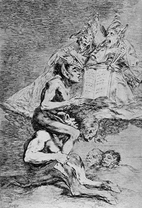 Francisco Goya. A series of "Caprichos", page 70: the Godly calling
