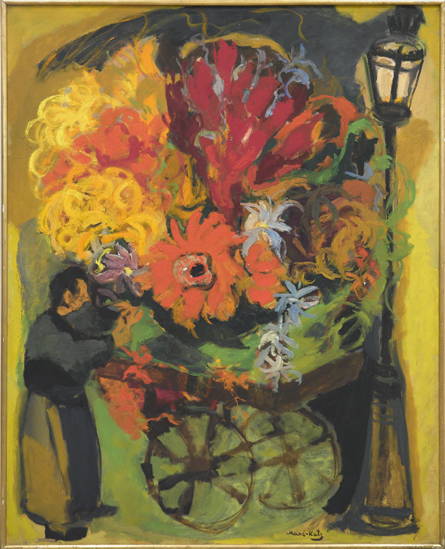 Mane-Katz (Immanuel Katr Leiserovich). Flower carriage under a street lamp