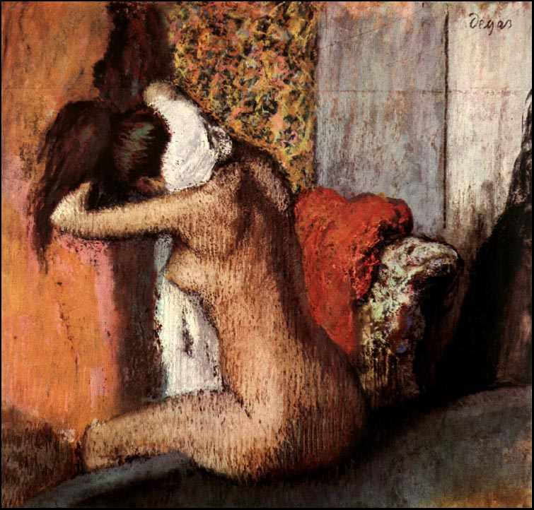 Edgar Degas. After the bath, woman wipes the back of his head