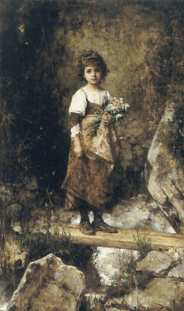 Alexey Alekseevich Kharlamov. A peasant girl on a bridge