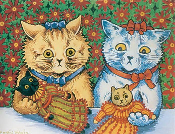 Louis Wain. Cats with dolls