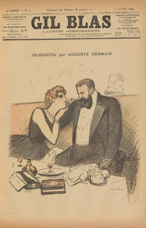 Theophile-Alexander Steinlen. Incognito, Auguste Germain. Illustration for the magazine