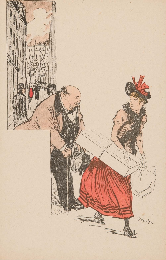 Theophile-Alexander Steinlen. A young woman with a middle-aged gentleman