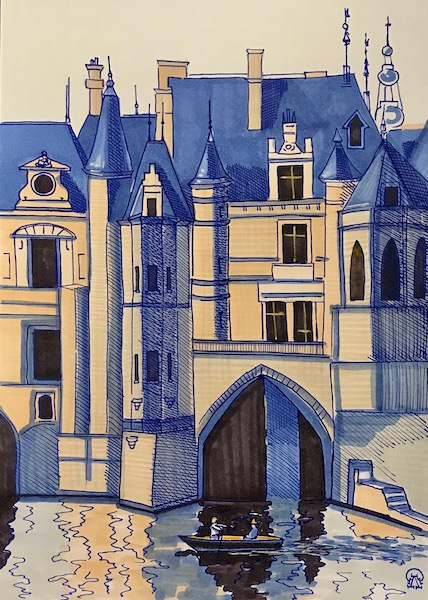 Larissa Lukaneva. Castle on the water. Sketch.