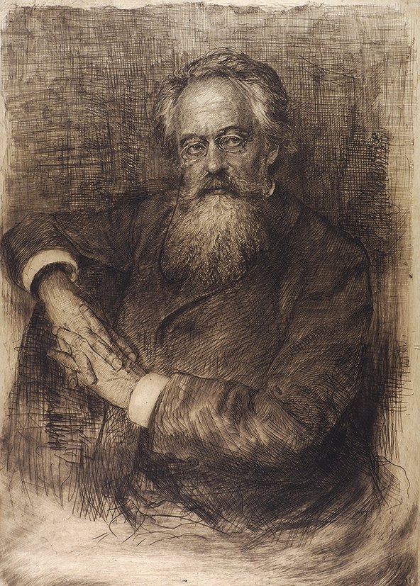 Vasily Vasilyevich Mate. Portrait of the essayist, literary critic, literary critic and translator N. To. Michael. 1890 Etching, drypoint. The author's trial print.